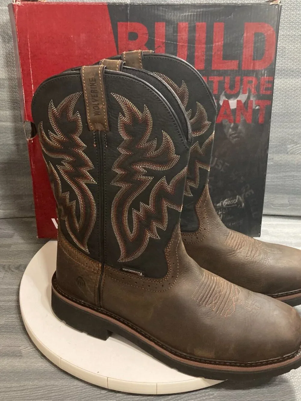 Wolverine Rancher Steel Toe Waterproof Wellington Work Boots Mens 12 Black Brown